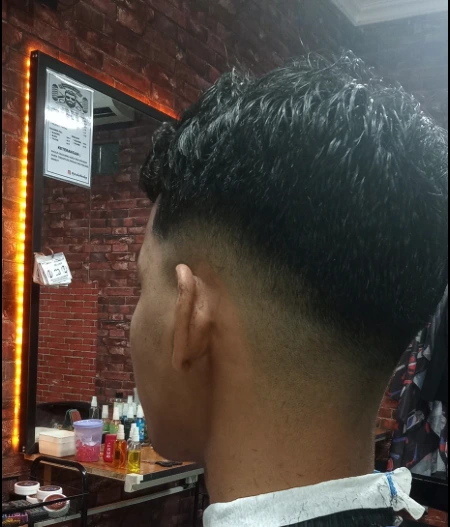 Close up of a fade haircut